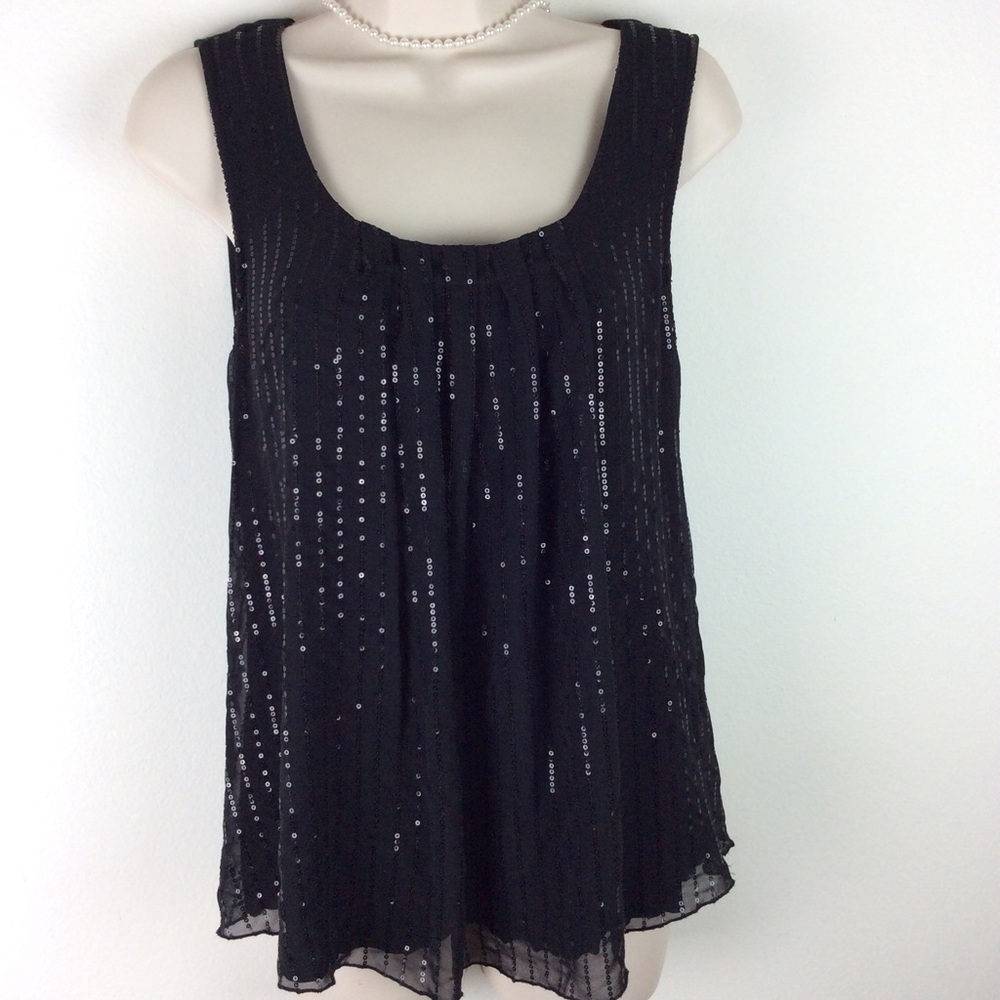 CUPIO WOMEN'S SIZE M BLACK SEQUIN SLEEVELESS TOP